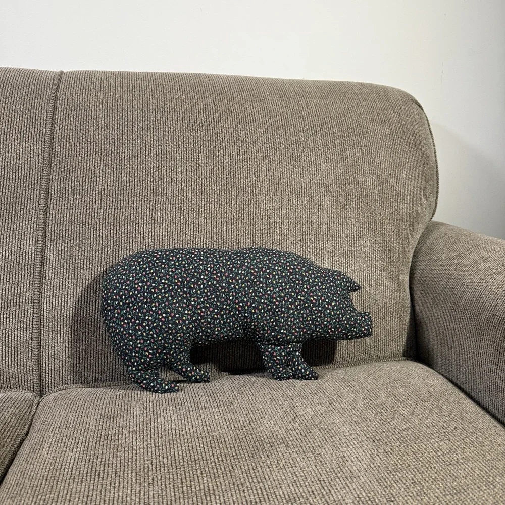 Patchwork‎ Rustic Pig Throw Decorative Pillow Farmhouse Cottagecore